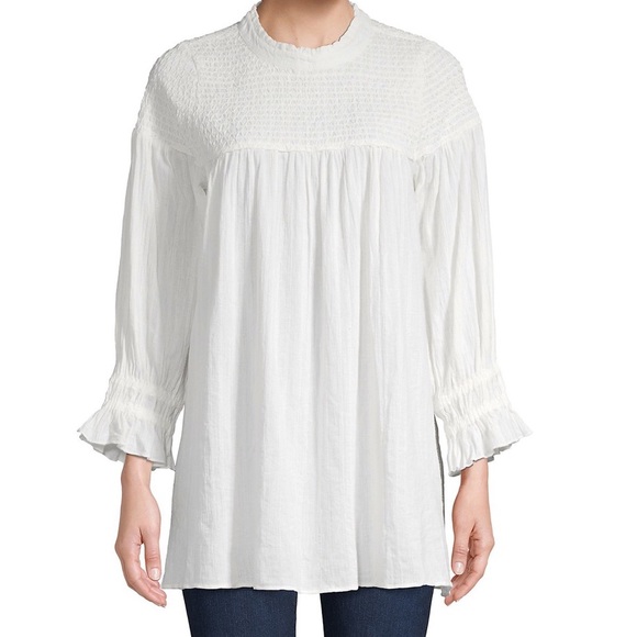 Free People Tops - Free People Obi Mila Smocked Cotton Tunic | L